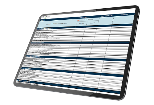 Excel template in a tablet