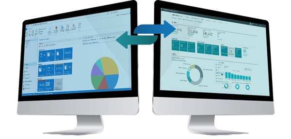 Business Central and Dynamics NAV dashboard in silver monitors